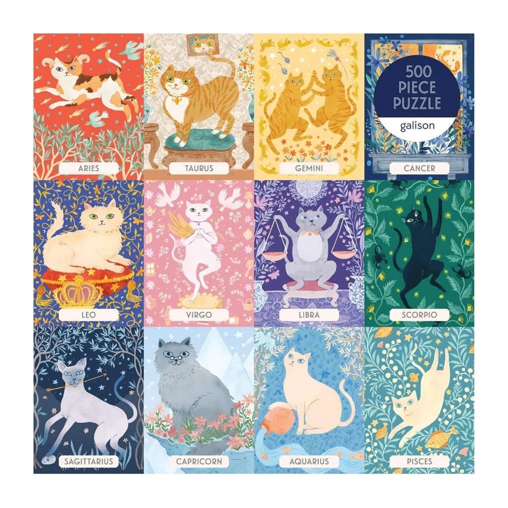 Cat Zodiac 500 Piece Jigsaw Puzzle from Galison - Picture 2 of 5